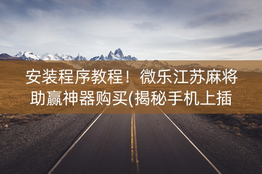 安装程序教程！微乐江苏麻将助赢神器购买(揭秘手机上插件购买)