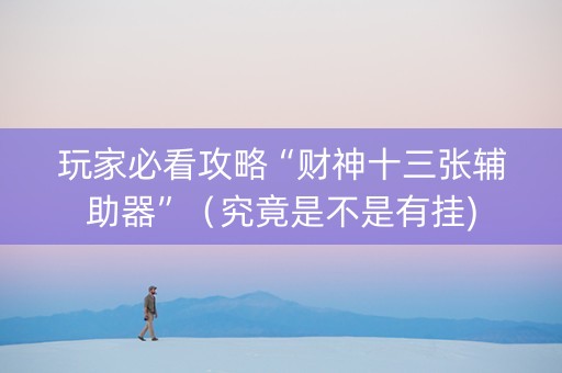 玩家必看攻略“财神十三张辅助器”（究竟是不是有挂)