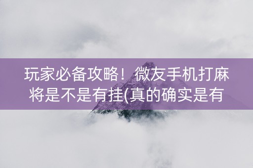 玩家必备攻略！微友手机打麻将是不是有挂(真的确实是有挂)