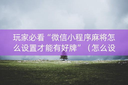 玩家必看“微信小程序麻将怎么设置才能有好牌”（怎么设置才能赢)