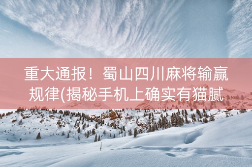 重大通报！蜀山四川麻将输赢规律(揭秘手机上确实有猫腻)