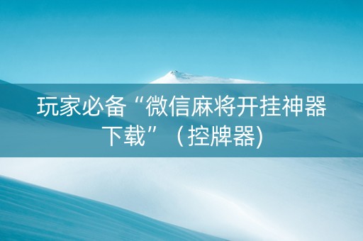 玩家必备“微信麻将开挂神器下载”（控牌器)