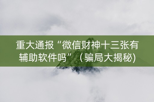 重大通报“微信财神十三张有辅助软件吗”（骗局大揭秘)