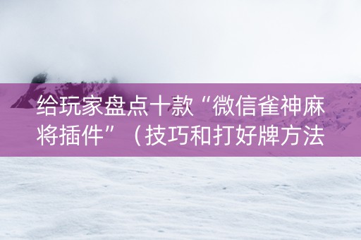 给玩家盘点十款“微信雀神麻将插件”（技巧和打好牌方法)