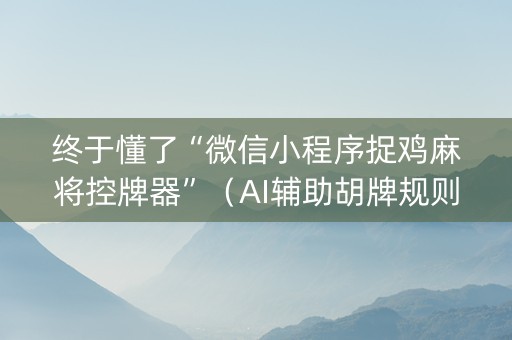终于懂了“微信小程序捉鸡麻将控牌器”（AI辅助胡牌规则)