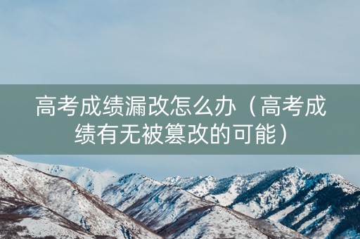 高考成绩漏改怎么办（高考成绩有无被篡改的可能）