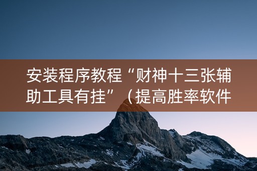 安装程序教程“财神十三张辅助工具有挂”（提高胜率软件)