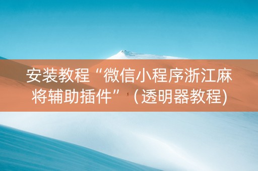 安装教程“微信小程序浙江麻将辅助插件”（透明器教程)