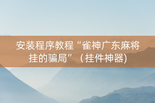 安装程序教程“雀神广东麻将挂的骗局”（挂件神器)