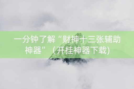 一分钟了解“财神十三张辅助神器”（开挂神器下载)