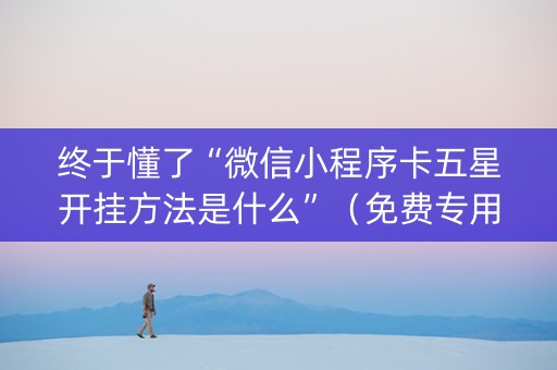 终于懂了“微信小程序卡五星开挂方法是什么”（免费专用神器)
