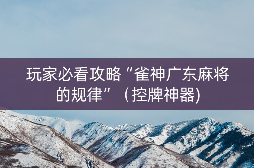 玩家必看攻略“雀神广东麻将的规律”（控牌神器)