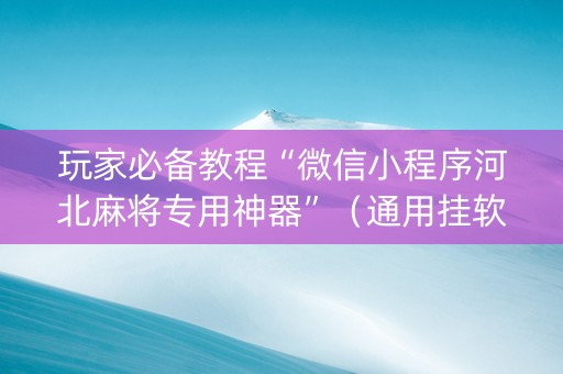 玩家必备教程“微信小程序河北麻将专用神器”（通用挂软件多少钱)