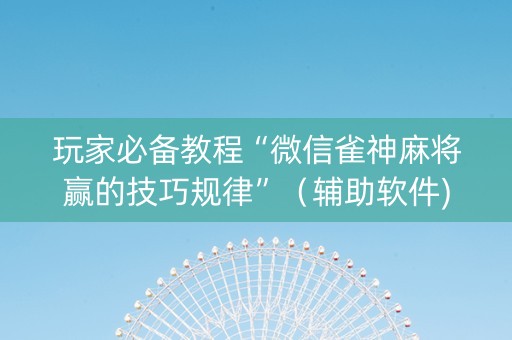 玩家必备教程“微信雀神麻将赢的技巧规律”（辅助软件)