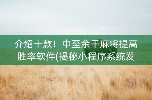 介绍十款！中至余干麻将提高胜率软件(揭秘小程序系统发好牌)