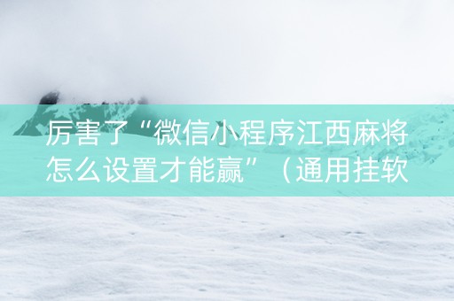 厉害了“微信小程序江西麻将怎么设置才能赢”（通用挂软件多少钱)