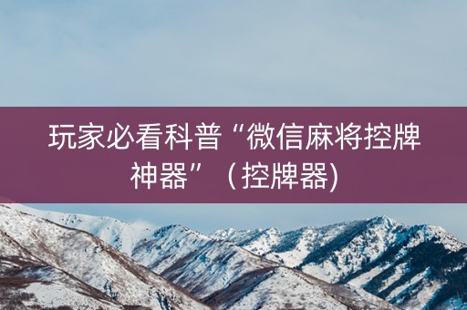 玩家必看科普“微信麻将控牌神器”（控牌器)