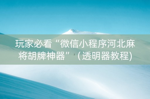 玩家必看“微信小程序河北麻将胡牌神器”（透明器教程)