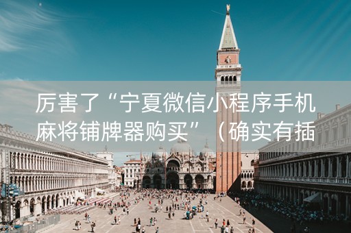 厉害了“宁夏微信小程序手机麻将铺牌器购买”（确实有插件吗)