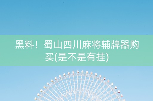 黑料！蜀山四川麻将辅牌器购买(是不是有挂)
