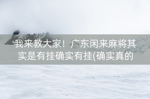 我来教大家！广东闲来麻将其实是有挂确实有挂(确实真的有挂)