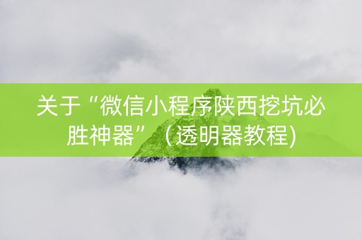 关于“微信小程序陕西挖坑必胜神器”（透明器教程)