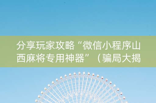 分享玩家攻略“微信小程序山西麻将专用神器”（骗局大揭秘)