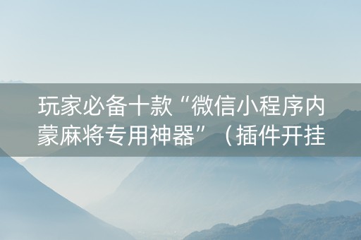 玩家必备十款“微信小程序内蒙麻将专用神器”（插件开挂免费AI)
