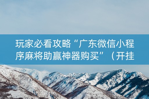 玩家必看攻略“广东微信小程序麻将助赢神器购买”（开挂辅助器插件)