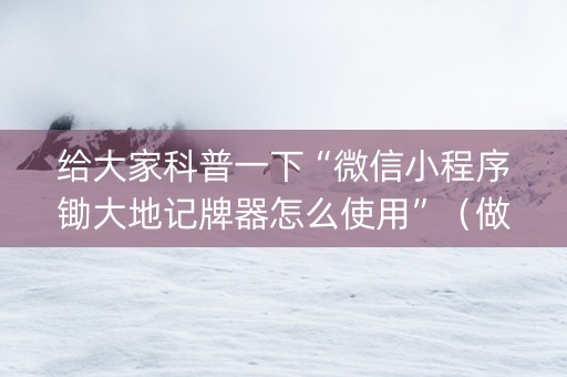 给大家科普一下“微信小程序锄大地记牌器怎么使用”（做弊器软件下载)