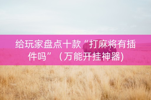 给玩家盘点十款“打麻将有插件吗”（万能开挂神器)