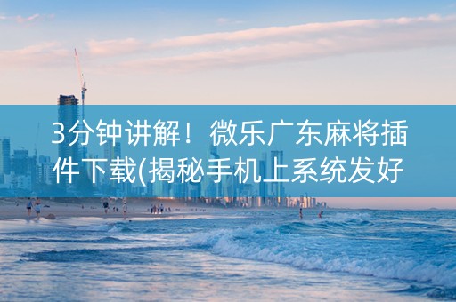 3分钟讲解！微乐广东麻将插件下载(揭秘手机上系统发好牌)
