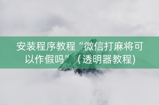 安装程序教程“微信打麻将可以作假吗”（透明器教程)