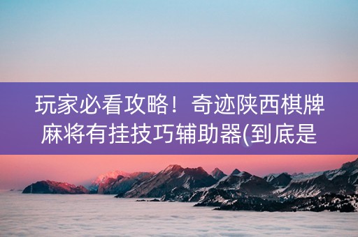 玩家必看攻略！奇迹陕西棋牌麻将有挂技巧辅助器(到底是不是有挂)