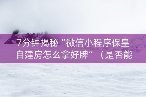 7分钟揭秘“微信小程序保皇自建房怎么拿好牌”（是否能开挂)