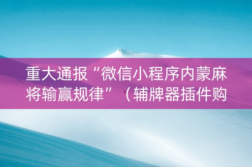 重大通报“微信小程序内蒙麻将输赢规律”（辅牌器插件购买)