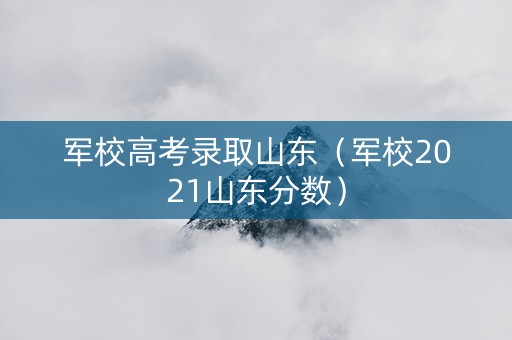 军校高考录取山东（军校2021山东分数）
