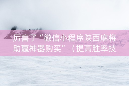 厉害了“微信小程序陕西麻将助赢神器购买”（提高胜率技巧)