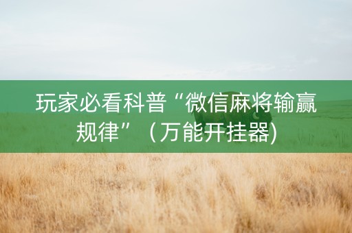 玩家必看科普“微信麻将输赢规律”（万能开挂器)