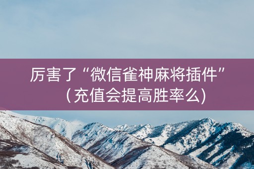 厉害了“微信雀神麻将插件”（充值会提高胜率么)