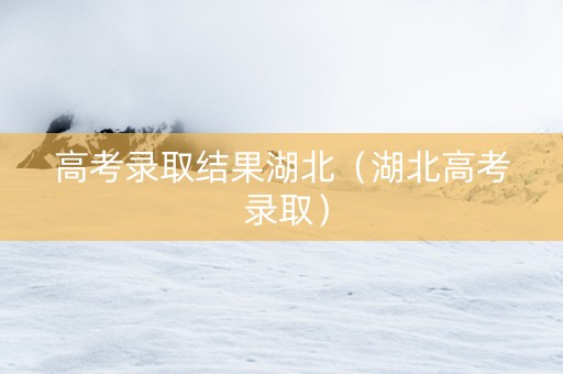 高考录取结果湖北（湖北高考 录取）