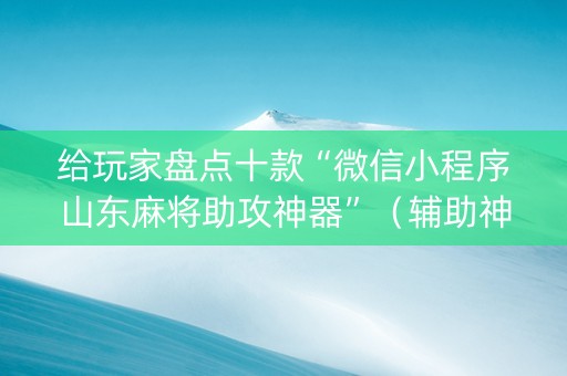给玩家盘点十款“微信小程序山东麻将助攻神器”（辅助神器免费)