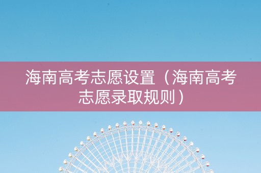 海南高考志愿设置（海南高考志愿录取规则）