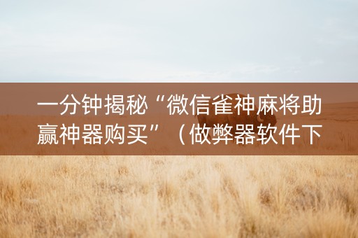一分钟揭秘“微信雀神麻将助赢神器购买”（做弊器软件下载)