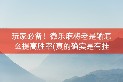 玩家必备！微乐麻将老是输怎么提高胜率(真的确实是有挂)