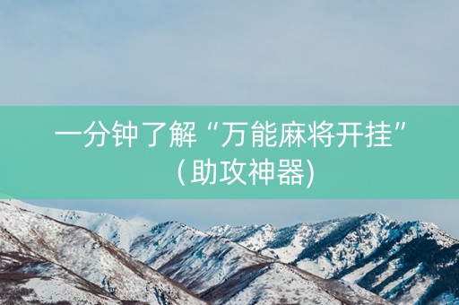 一分钟了解“万能麻将开挂”（助攻神器)