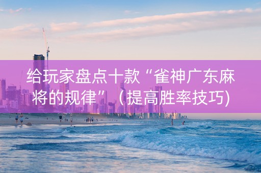 给玩家盘点十款“雀神广东麻将的规律”（提高胜率技巧)