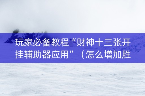 玩家必备教程“财神十三张开挂辅助器应用”（怎么增加胜率)