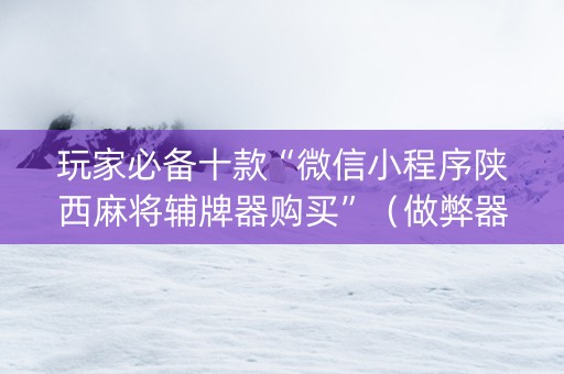 玩家必备十款“微信小程序陕西麻将辅牌器购买”（做弊器软件下载)