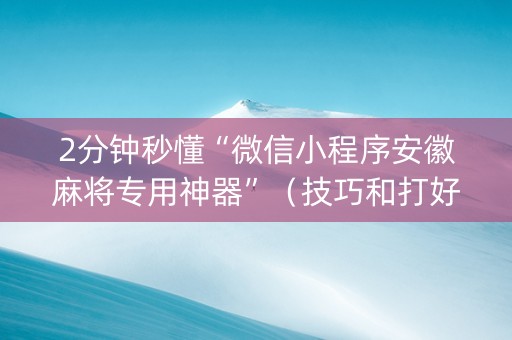 2分钟秒懂“微信小程序安徽麻将专用神器”（技巧和打好牌方法)